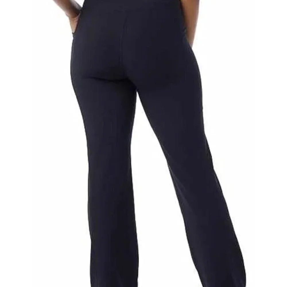 NEW 32 Degrees Cool Women's XS Active Flare Pants Black Ribbed Stretch Pocket